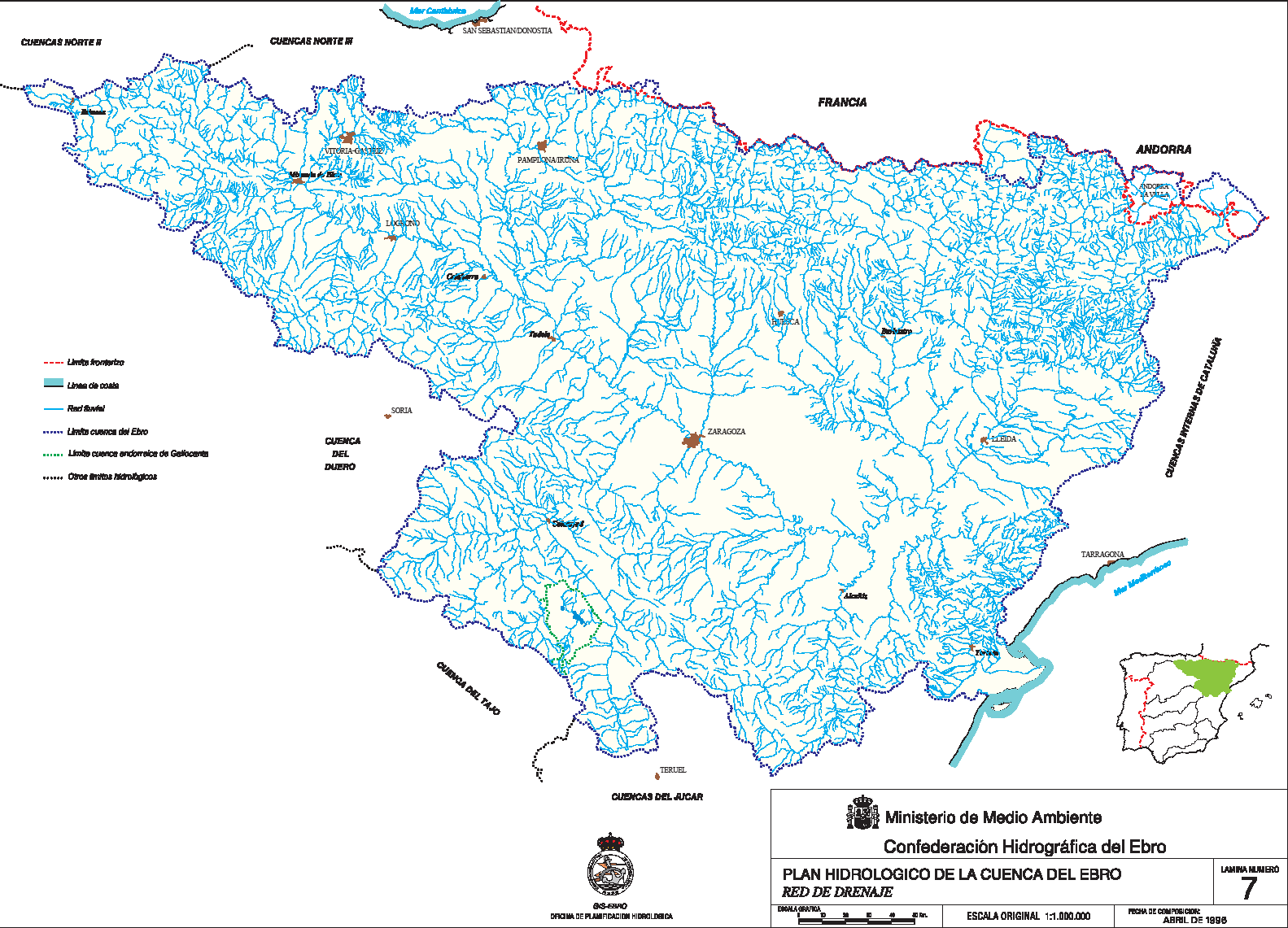 Red fluvial: Conjunto de cauces o cursos fluviales ubicados en el interior de una cuenca, a través de