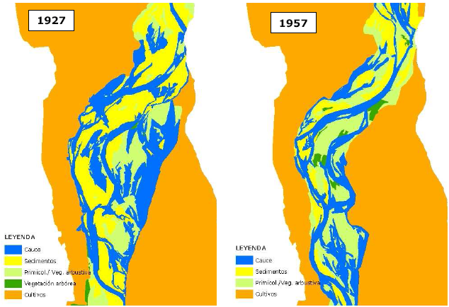 Los cauces están en continuo cambio (dinámica fluvial). Ningún sistema natural cambia tanto y tan rápido.