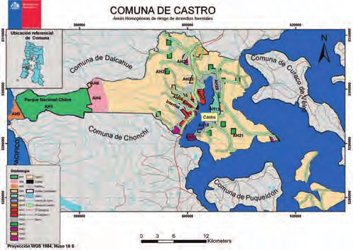 REGIÓN DE LOS LAGOS COMUNA DE CASTRO Mapa áreas homogéneas por Comuna