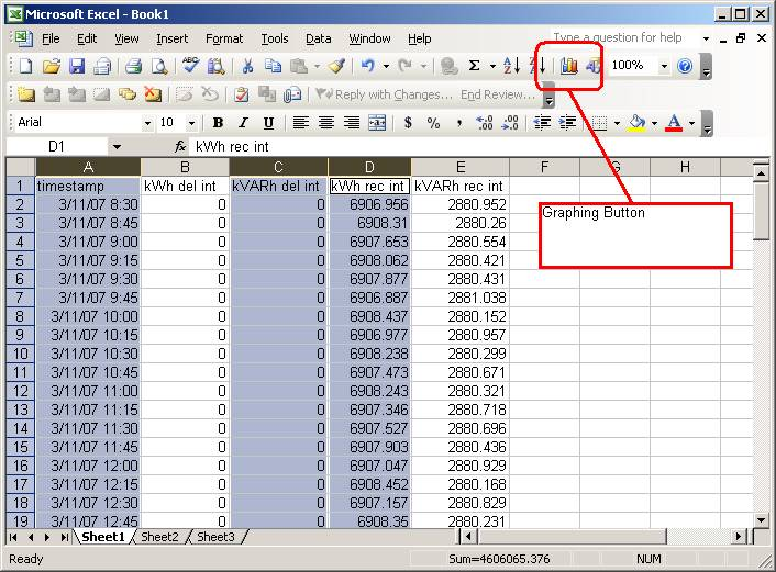 To Graph Data: To Graph your data, you can select the Timestamp column & the desired columns by holding down the CTRL