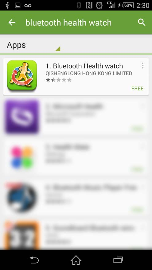 Escribir Bluetooth Healt Watch en el cuadro