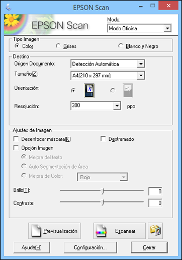 de escaneo. Puede seleccionar ajustes, previsualizar la imagen y cambiar los ajustes del archivo escaneado, según sea necesario. 1.