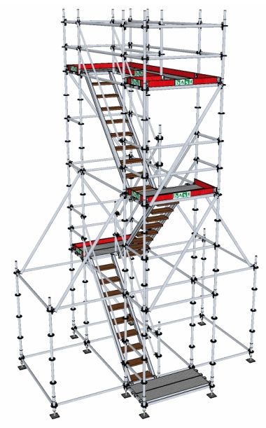 A) ACCESO INTERNO CON ESCALERA PEATONAL: Este tipo de escalera se puede utilizar en torres de 1.
