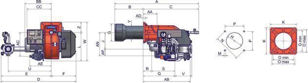 QUEMADORES MIXTOS GAS/GASÓLEO ETNA MIXTO R 27A/3A/4A/45A/5A/6A/8A Tabla de características Tipo Modelo Potencia kw Alimentación Motor del ventilador Motor de la bomba Conexión gas mín. máx.