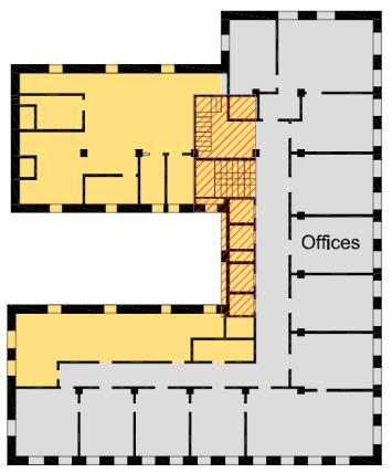 Capítulo 2. EL EDIFICIO [2.01] [2.02]. El edificio Guaranty: Distribución de oficinas y área de servicios. [2.03]. Bloque tectónico con patio.