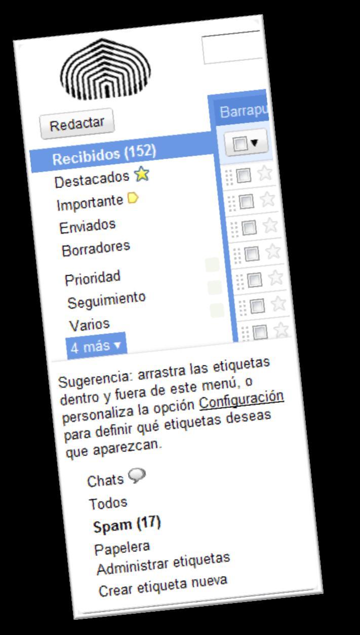 Trabajando Crear etiquetas en Webmail Las etiquetas son como carpetas, con la posibilidad de añadir varias a una conversación, así se pueden ver todos los mensajes que la tengan con una búsqueda o