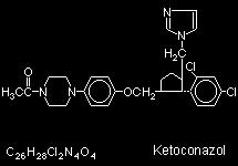 KETOCONAZOL (Ketoisdin, Fungarest) Primer azol oral para infecciones fúngicas sistémicas. Buena absorción G.I. y buena distribución t 1/2 = 8 horas. Usos: Diferentes tipos de tiñas Tinea versicolor.