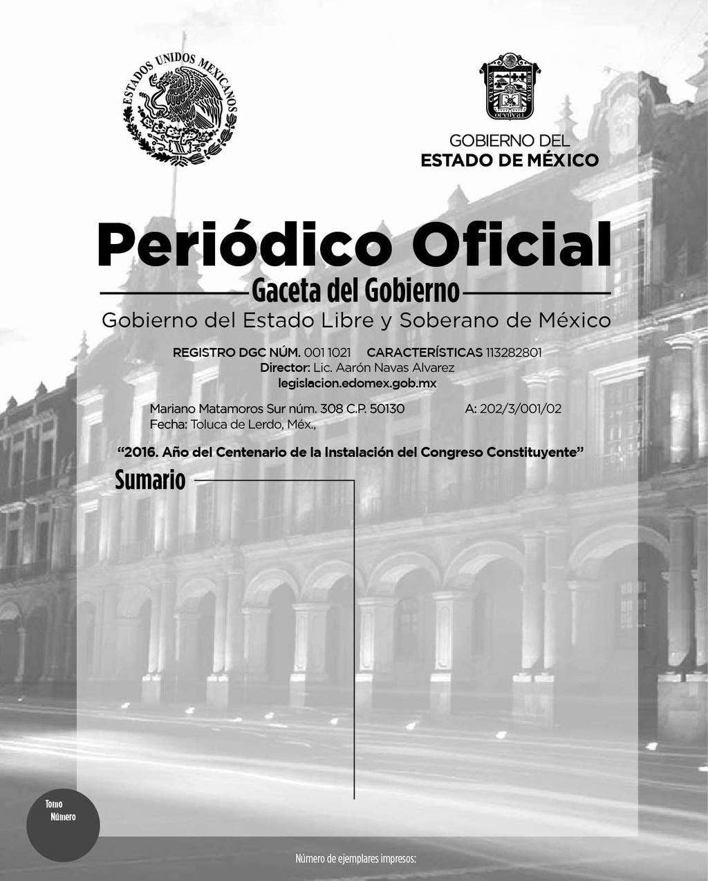 lunes 15 de febrero de 2016 PODER JUDICIAL DEL ESTADO DE MÉXICO CIRCULAR No. 10/2016.