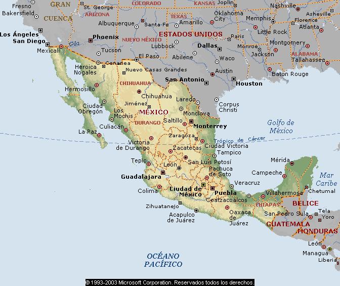 En el mapa de la República Mexicana se señala específicamente de dónde parte el