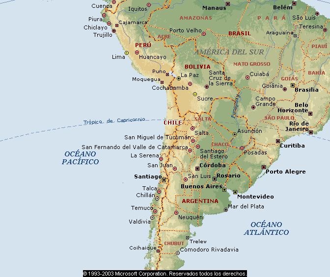En el mapa de América Latina se detalla gráficamente el recorrido que se tiene para