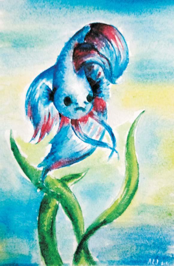 Bello ejemplar de betta azul y rojo nadando bajo el agua con postura