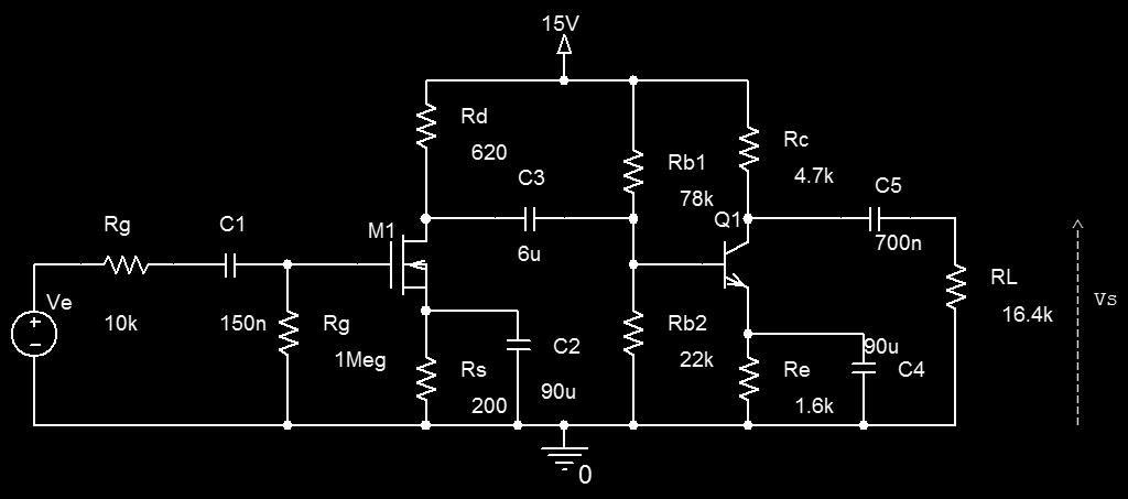 Calcular la frecuencia de corte superior, suponiendo que la determinan los transistores y Q2 Datos: (: n=1ma/v 2, Vt =2V, gm=1ma/v, rds1=12.