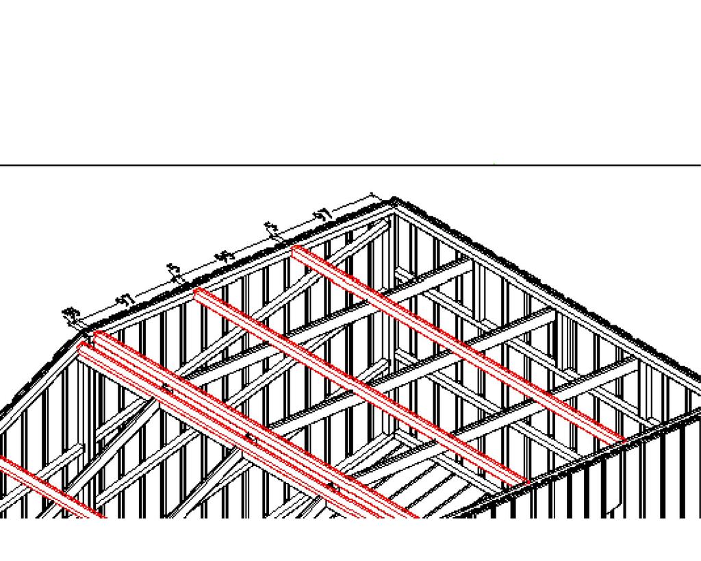 Estructura de Techo. El primer paso para poner las costaneras es cortar los 6 palos de 2 x 2 a 290 cms, de manera que calcen entre los paneles.