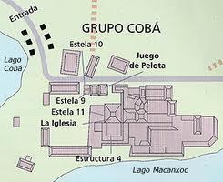 Grupo arquitectónico de Cobá Este grupo está localizado entre los lagos Cobá y Cacanxoc, este conjunto de 53