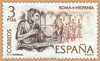 Correos emitió un sello dedicado a Valerio Marcial 1974 dentro de la serie Roma- Hispania.