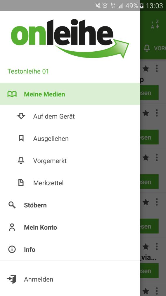 El área En este aparato ( Auf dem Gerät ), a la que se puede acceder también en modo offline, ofrece acceso a todos los soportes que el usuario se haya descargado desde cualquier cuenta.