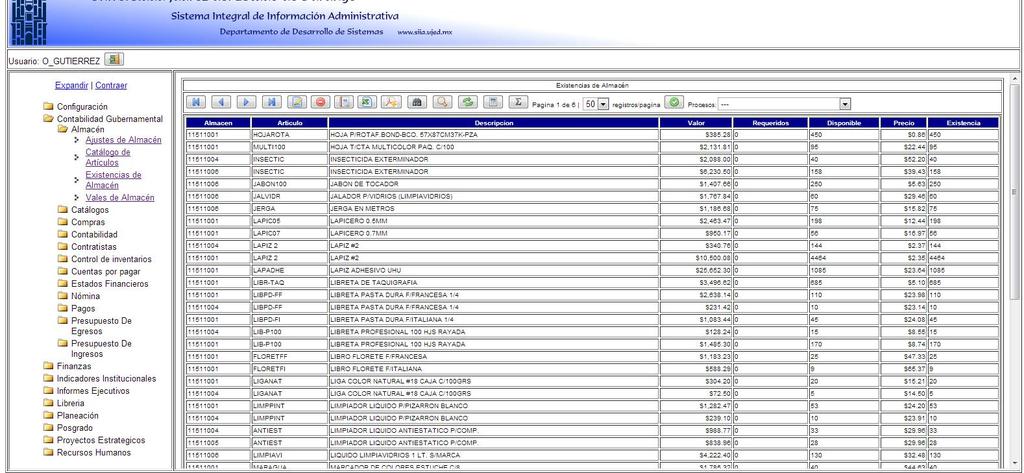 TABLA O GRID Son las pantallas principales de los módulos de SIIA WEB donde se nos muestra todos los datos que contiene dicho modulo.