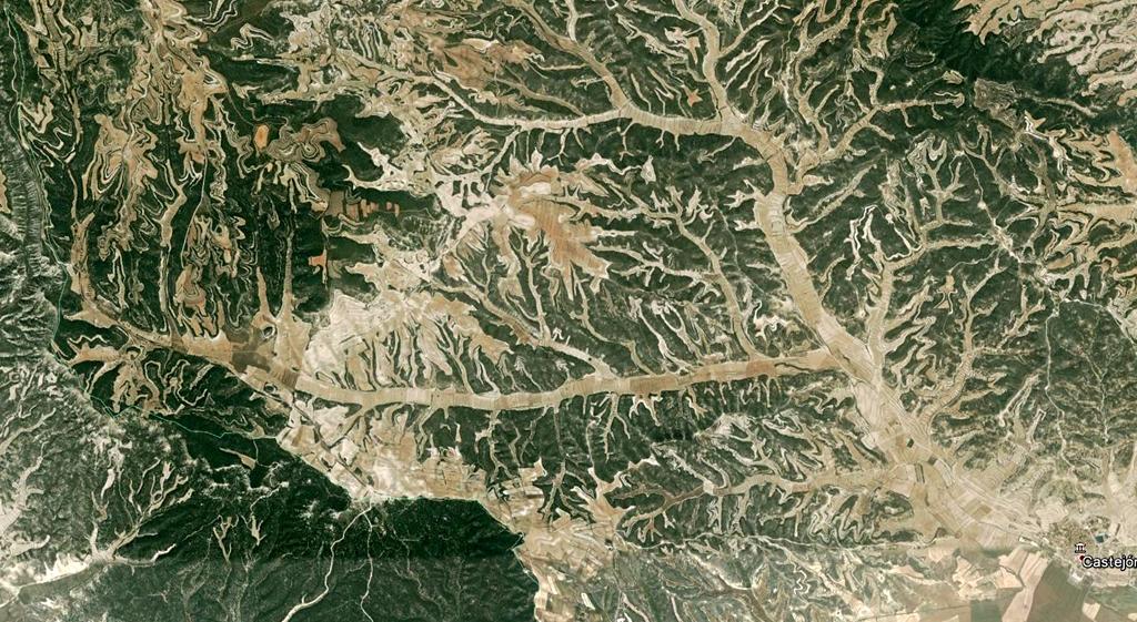 Densa red hidrográfica seca en los Aragonienses, Mioceno,