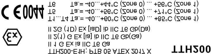 El intervalo de temperatura ambiente indicado en la placa de características se refiere solamente al transmisor, no al elemento de medición del elemento medidor. 1 2 3 4 m l k j 9 8 7 6 5 A10236 Fig.