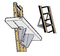 Para trabajos de cierta duración se pueden utilizar dispositivos tales como reposapiés que se acoplan a la escalera. En cualquier caso sólo la debe utilizar una persona para trabajar.