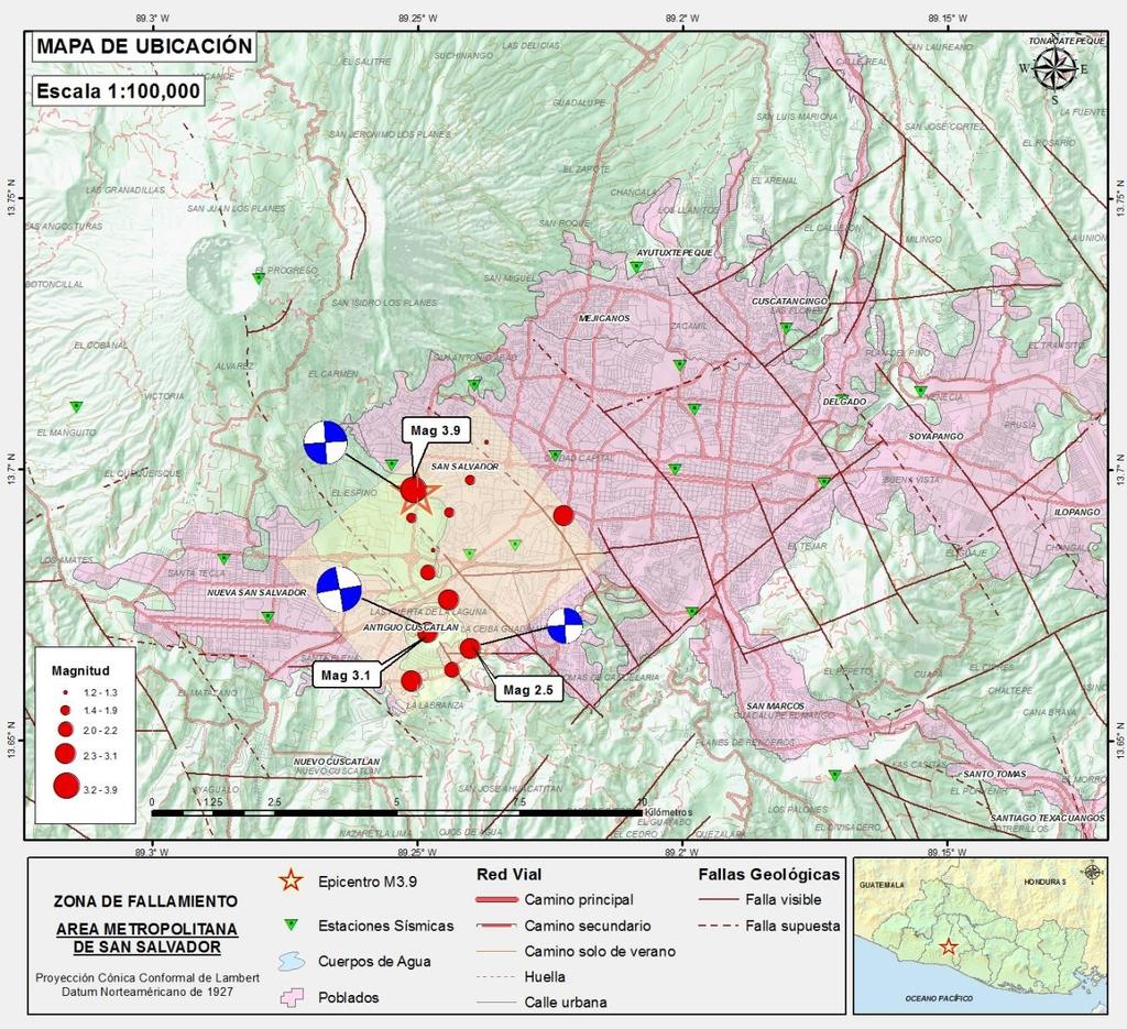 Informe técnico 1 Enjambre sísmico en el Área Metropolitana de San Salvador (AMSS) Generalidades Fecha y hora de emisión: 10 de abril de 2017, 12:00 El Ministerio de Medio Ambiente y Recursos