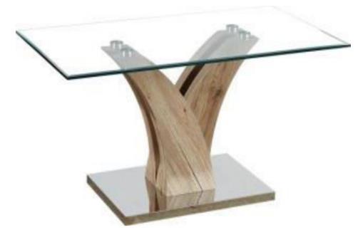 Mesas Mesa Comedor Tree Ash Vidrio: Templado transparente rectangular de 12 mm con borde biselado.