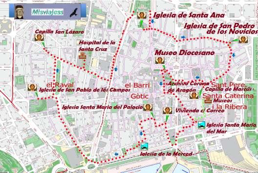 Aquí tenemos un recorrido por el Románico como 2ª parte de esta zona en Barcelona, y de forma peatonal la visitaremos partiendo desde la plaza de Cataluña: Ruta : Iglesia de Santa Ana, Iglesia San