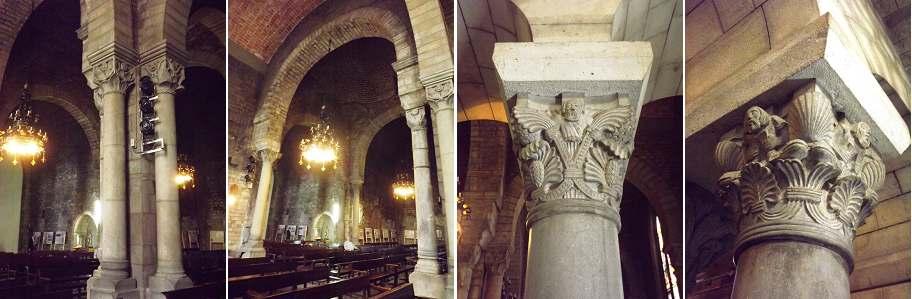 Observemos ahora las características de sus columnas y capiteles de esta parte central del templo ❶ - ❷ Columnas y capiteles del lado de