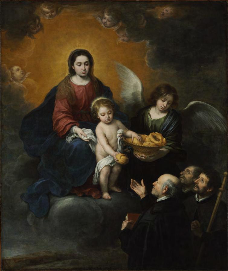 Uno de ellos es La Virgen y el Niño repartiendo pan a los sacerdotes, que se colocó en el refectorio,