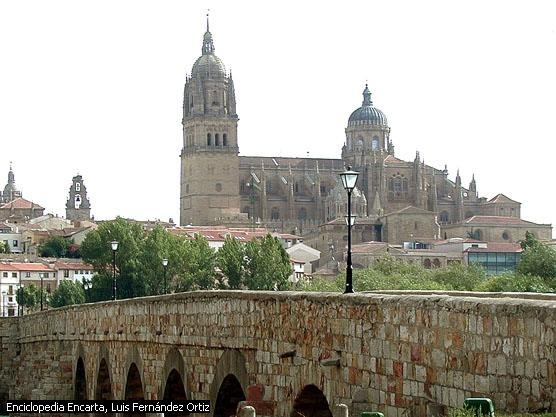 Vista general de la ciudad de Salamanca desde la orilla opuesta del río Tormes.