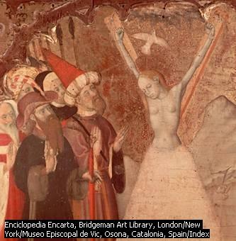 Santa Eulalia de Barcelona En la imagen, detalle de El martirio de santa Eulalia (1452), obra de Bernat Martorell que se conserva en el Museo