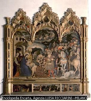 Adoración de los Magos En 1423 el pintor italiano Gentile da Fabriano pintó para la capilla de Strozzi, en Florencia, su obra maestra, el