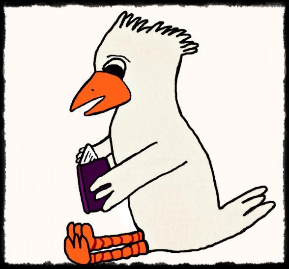 Plumillas es el nombre de la mascota de la biblioteca. Es un pájaro lector que está muy presente en las actividades competenciales lingüísticas y en los proyectos con la biblioteca.