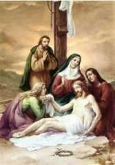 13ª ESTACIÓN: JESÚS EN BRAZOS DE SU MADRE Junto a la cruz de Jesús estaba su madre, María, mujer de Cleofás, y María de Magdala», de tal manera que cuando el cuerpo de Jesús es bajado de la cruz, es