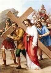 5ª ESTACIÓN: EL CIRINEO AYUDA AL SEÑOR A LLEVAR LA CRUZ Y obligaron a uno que pasaba, Simón de Cirene, a que llevara la cruz de Jesús» (cf. Mc 15,21).