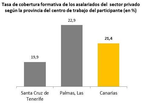 Cifras provinciales El 54,3% de los participantes formados tienen su centro de trabajo en Las Palmas y el 45,7% restante en Santa Cruz de Tenerife.