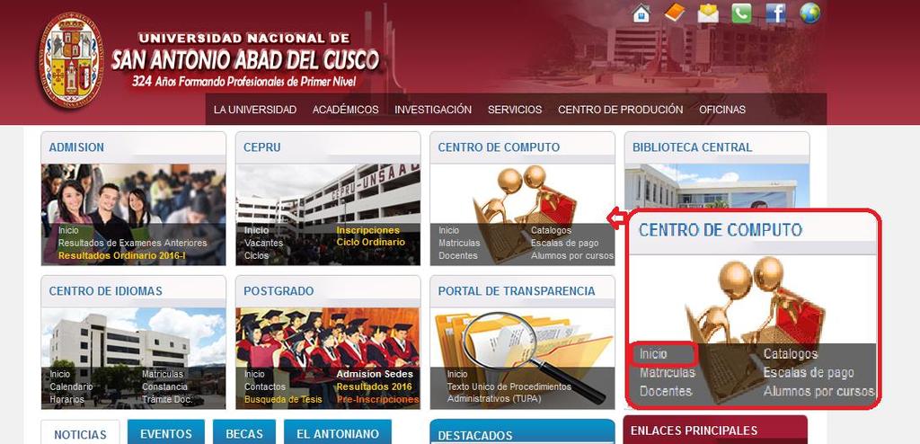 Ingrese a la página institucional de la Universidad Nacional San Antonio Abad del Cusco Fig.