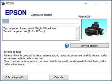 Cómo revisar el estado de impresión - Windows Durante la impresión, verá esta ventana que muestra el progreso del trabajo de impresión. Le permite controlar la impresión.