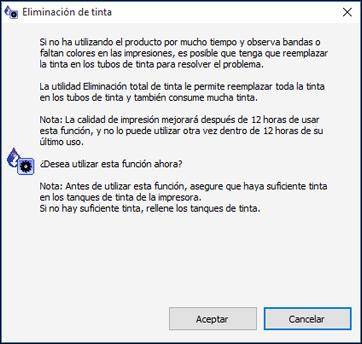 3. Haga clic en el botón Eliminación de tinta (Windows) o Eliminación total de tinta (OS X). Verá una ventana como esta: 4.