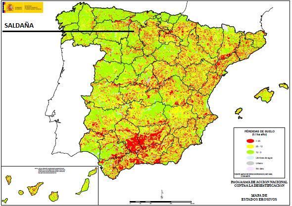 Introducción Figura 2.1. Mapa de Estados Erosivos de España (Ministerio de Medio Ambiente, 2012).