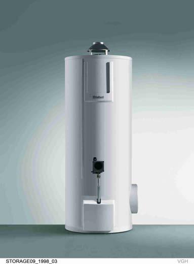 cumuladores de agua a gas atmostor Depósito de acero vitrificado Termostato de seguridad VGH 130/5: 1.195 alto / Ø 550 mm VGH 160/5: 1.368 alto / Ø 550 mm VGH 190/5: 1.