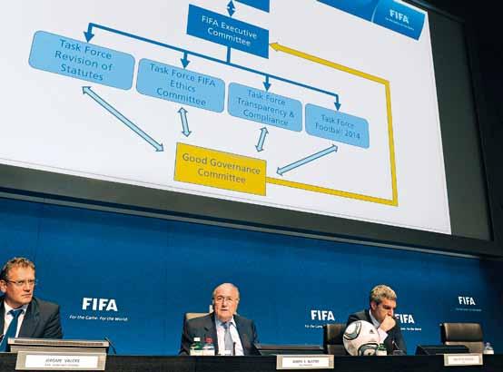 05 Televisión 98 Marketing 104 Asuntos legales 116 Comunicación 120 Asuntos disciplinarios y de gobernabilidad La Comisión de Ética de la FIFA estuvo muy activa durante el último año, con 31 procesos