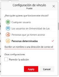 - Los usuarios en Universidad de Las Palmas de Gran Canaria, tendremos la posibilidad de seleccionar si podrán modificar si marcamos la casilla Permitir la edición - Personas que
