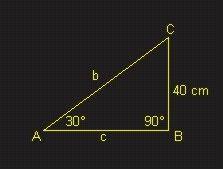 Resolver los triángulos rectángulos: Construimos la figura con los datos del problema: Los términos conocidos y desconocidos del triángulo