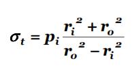 Para el caso de cilindro estático sometido solamente a presión interna hagamos la siguiente suposición: r o r i = t r i, o lo que es lo mismo que el espesor t es mucho menor a su radio o diámetro