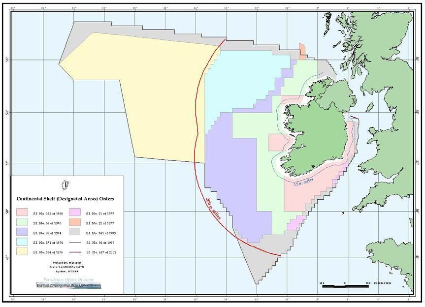 1. Introducción En 1968, Irlanda reclamó oficialmente por primera vez una superficie de la plataforma continental mediante designación formulada por decreto-ley en virtud de lo dispuesto en la Ley