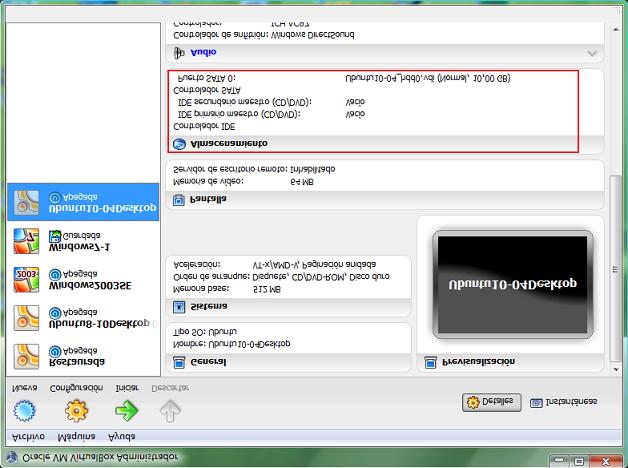 Una vez que haya sido apagada la máquina virtual "Ubuntu10-04Desktop", procederemos a quitar de la misma el segundo disco duro virtual "DiscoImagen.