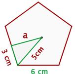 lado. Calcular el área y el perímetro de un pentágono regular de 6 cm