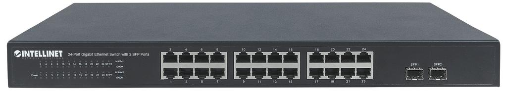 Gigabit Ethernet Switch CONNESSIONI E INDICATORI 2 4 6 8 10 12 14 16 18 20 22 24 SFP2 Italiano Power 1 3 5 7 9 11 13 15 17 19 21 23 SFP1 LEDs Gli indicatori LED Power,, ivity permettono di monitorare