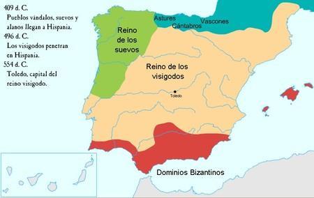 EL ARTE VISIGÓTICO Los visigodos entraron en la Península Ibérica en el s.v, cuando fueron desplazados de la Galia por los francos. En el s.